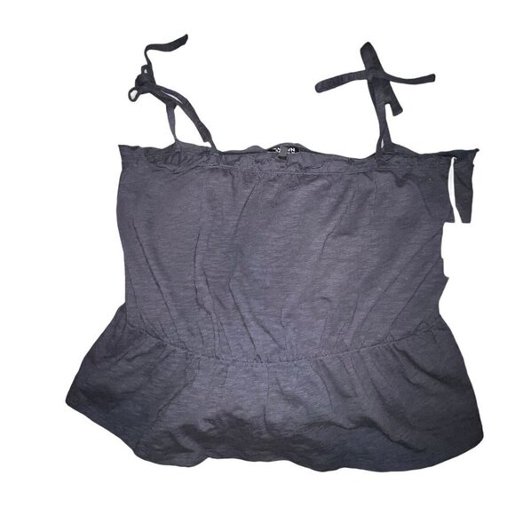 Known Supply Allegra Womens Tank Top Black Sleeveless Tie  Peplum Cropped 3XL‎ - Picture 1 of 8
